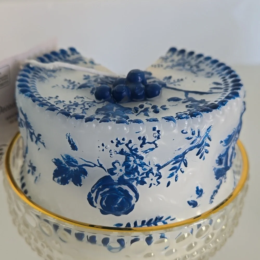 BIRTHDAY CAKE CANDLE BLUE & WHITE LAURA ASHLEY NEW